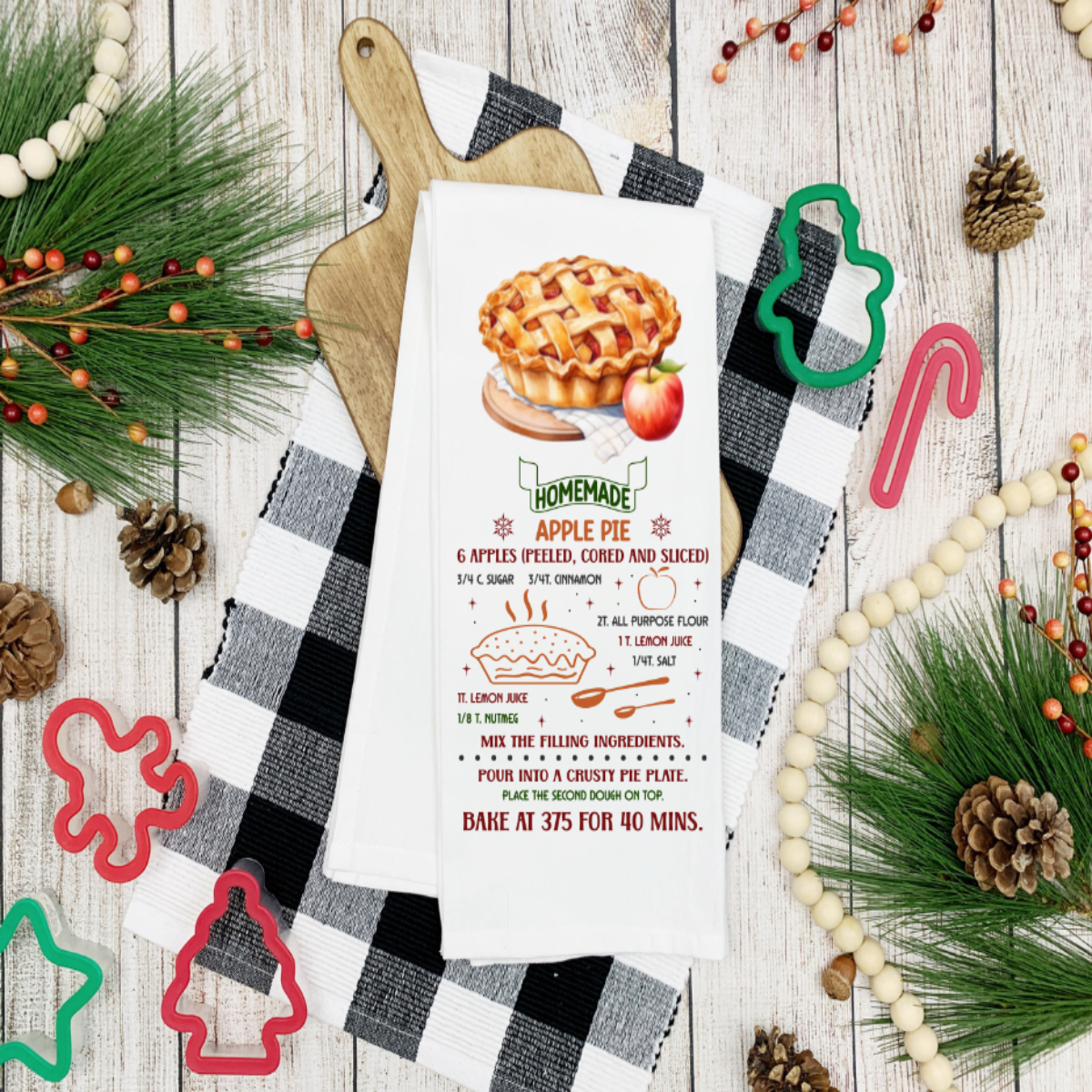 Apple Pie Recipe T-Towel 🍏🥧