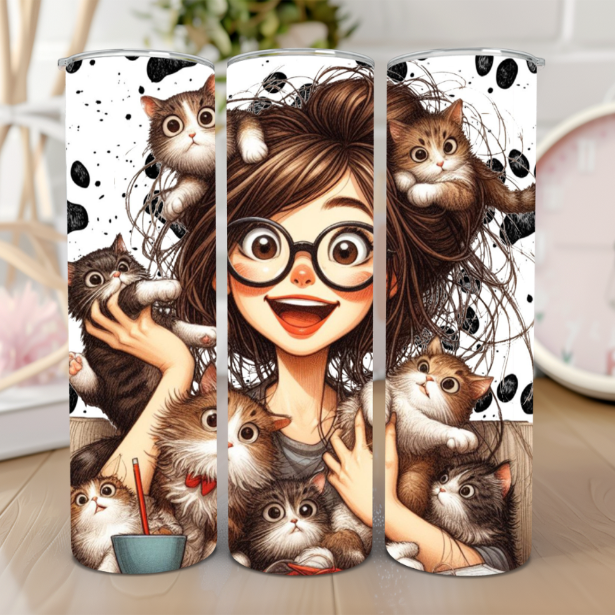 π± Crazy Cat Lady with Dark Hair 20 oz Tumbler π±
