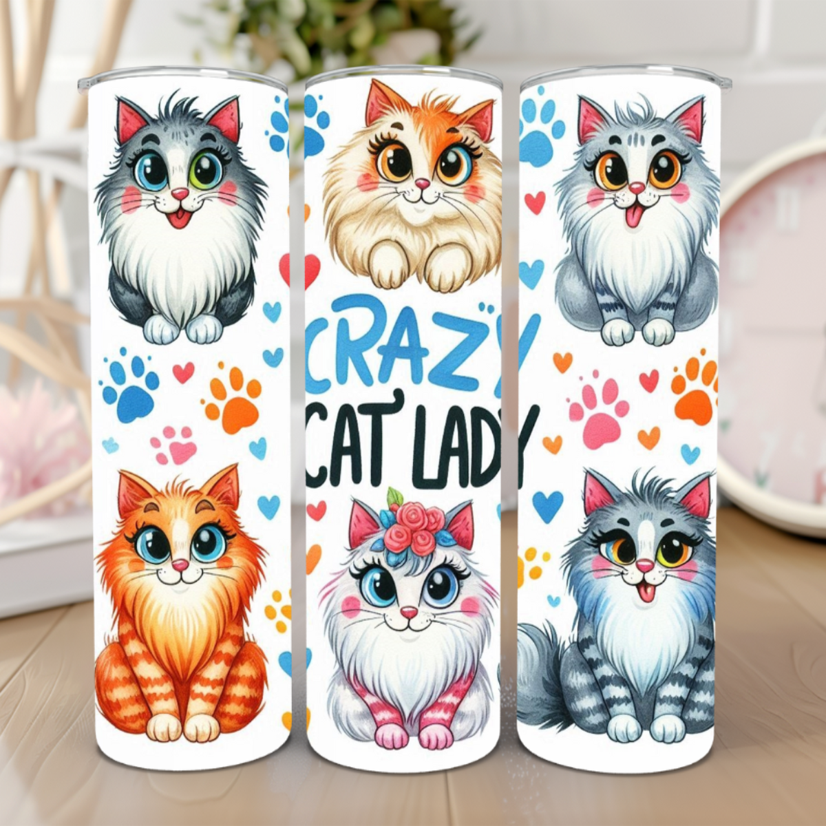 ๐พ Crazy Cat Lady with Paws 20 Oz Tumbler ๐พ