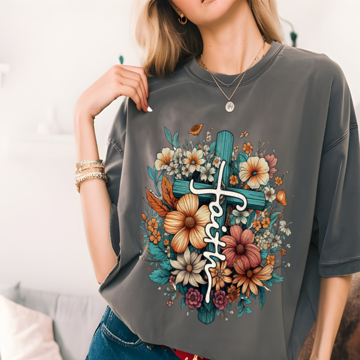 Faith and Flowers T-Shirt πΈβοΈ