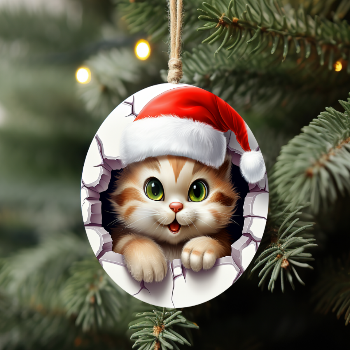 Kitty Cat Green Eyes Ornament πΎπ