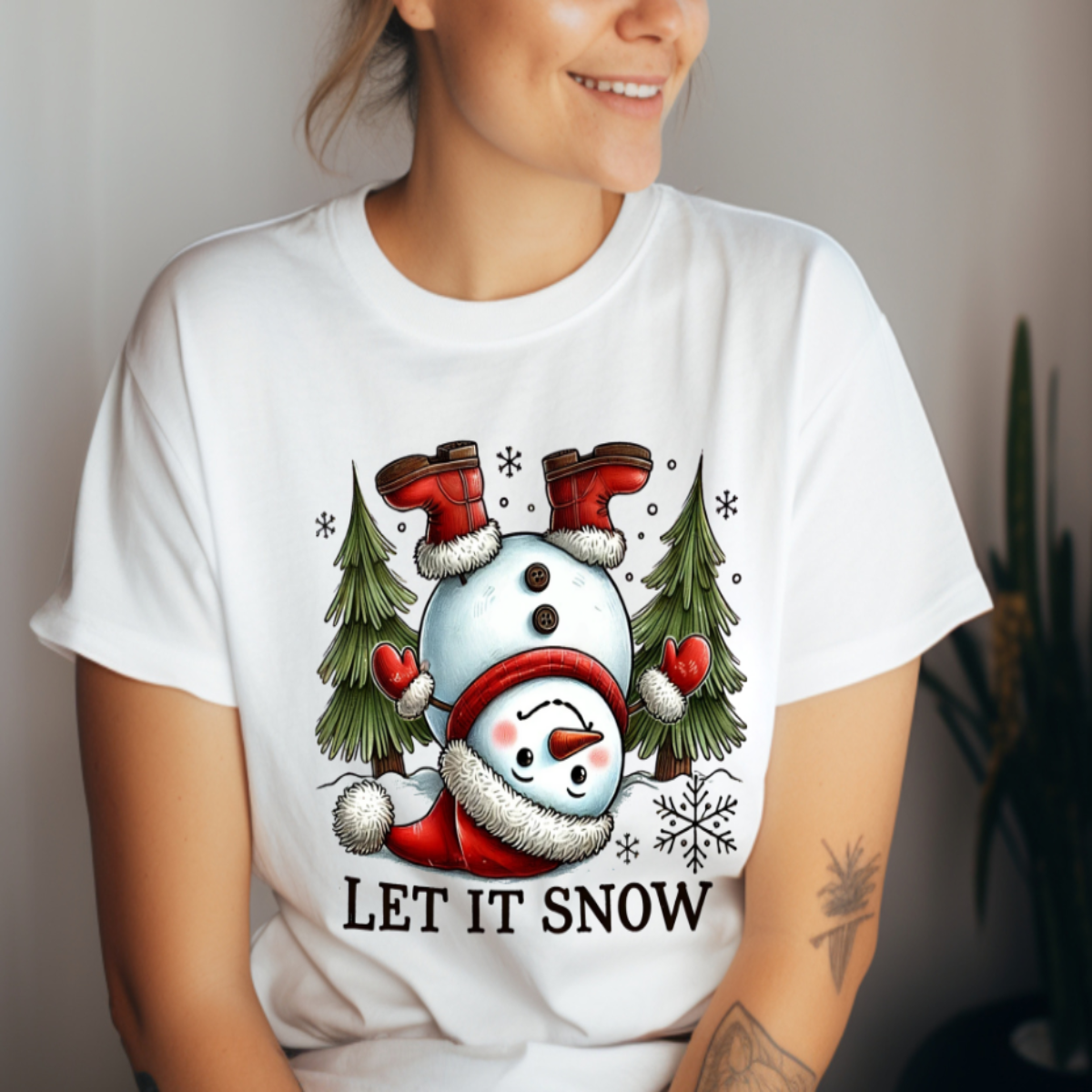 Let It Snow Upside Down Snowman T-Shirt ⛄❄️