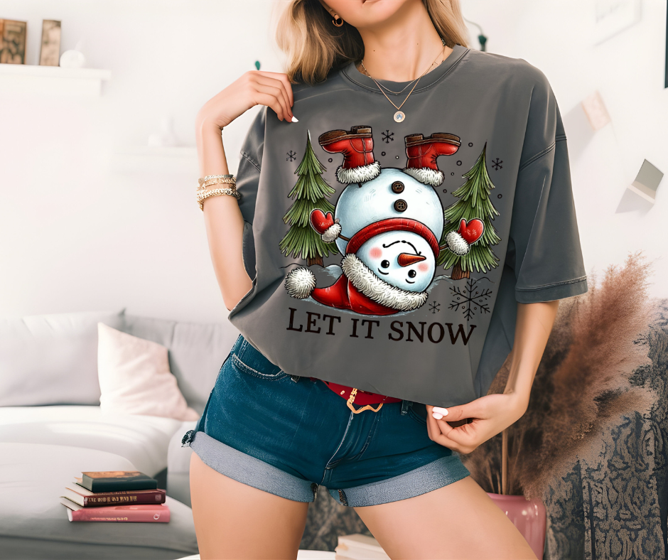 Let It Snow Upside Down Snowman T-Shirt ⛄❄️