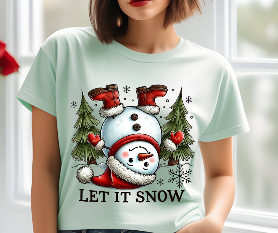Let It Snow Upside Down Snowman T-Shirt ⛄❄️