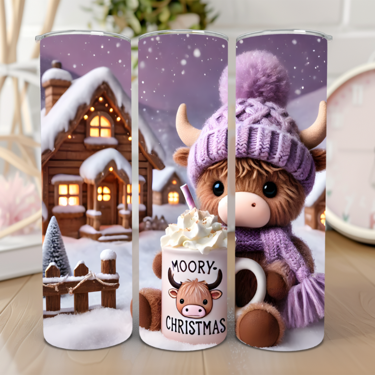 Moory Christmas Brown Cow with Brown Hooves Tumbler - 20 Oz ππ