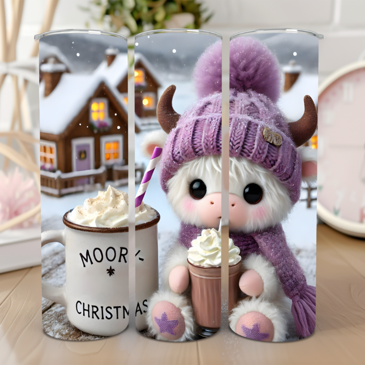 Moory Christmas White Cow Tumbler - 20 Oz ππ