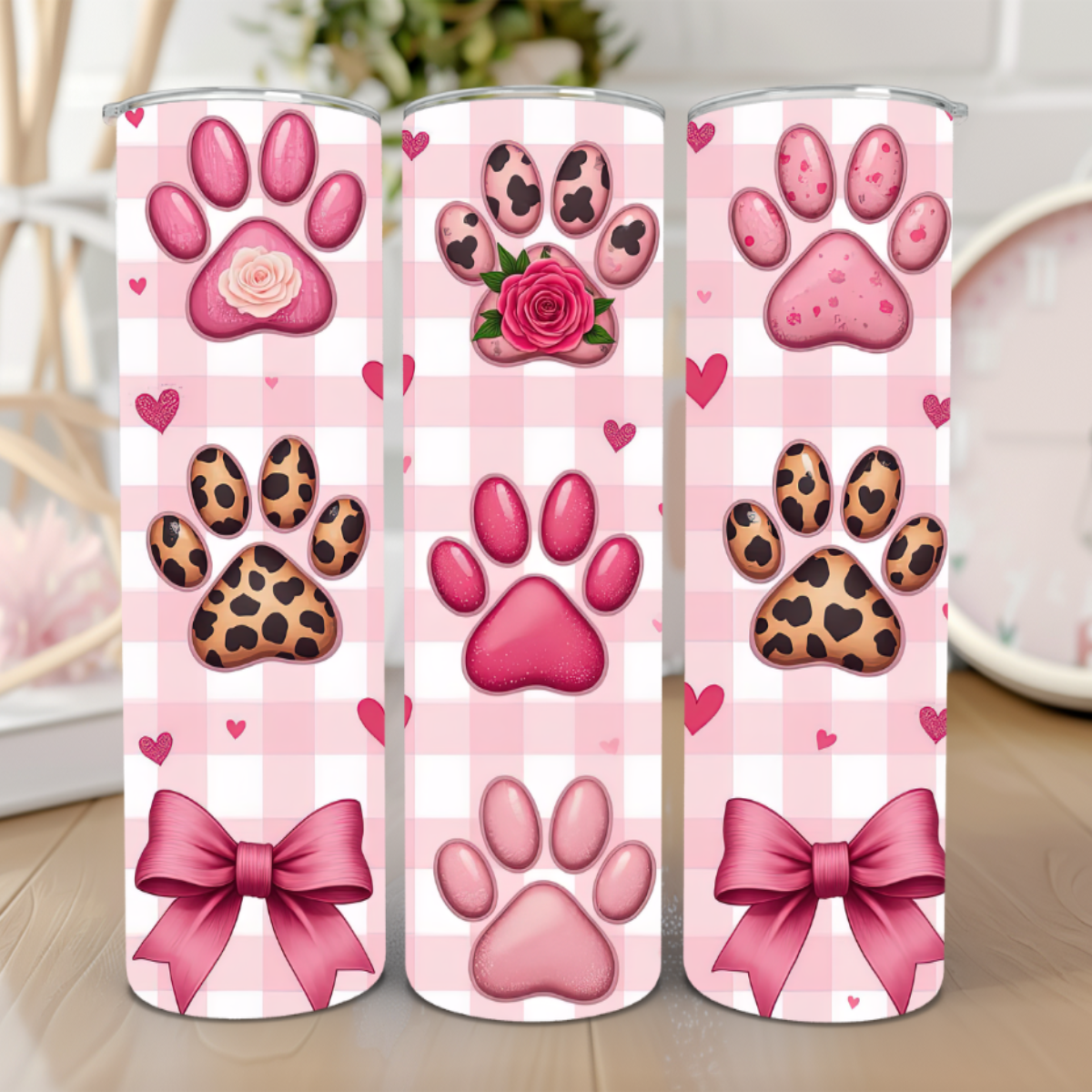 πΎ Pink Paw Prints 20 Oz Tumbler πΎ