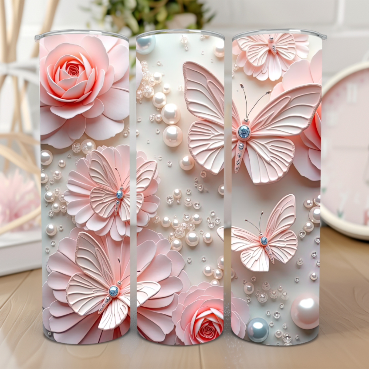 πΈπ¦ Pink Butterflies and Flowers 20 oz Tumbler π¦πΈ