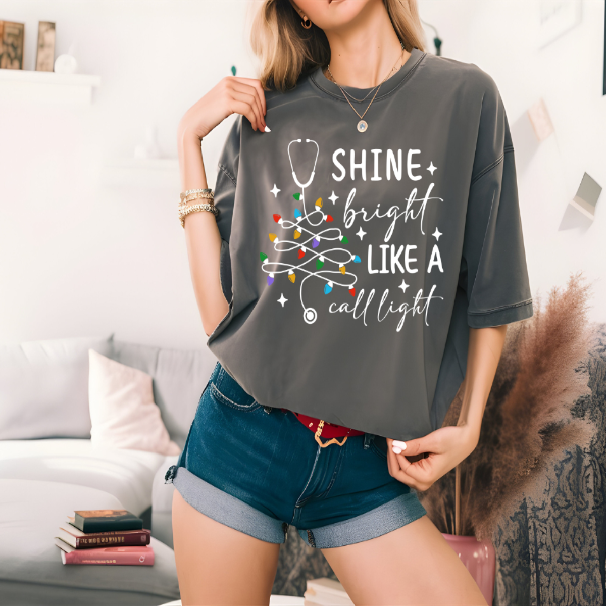 Shine Bright, Call Light Nurse T-Shirt β¨π©ββοΈ