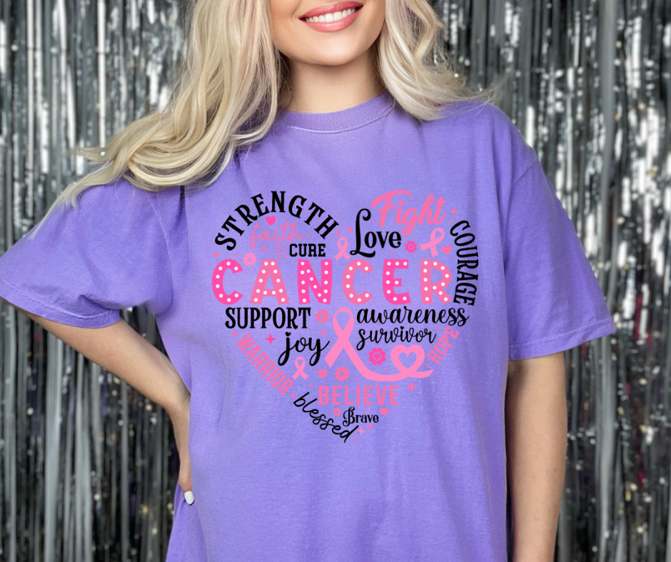 Strength, Fight, Cure Heart Breast Cancer T-shirt ποΈβ€οΈ