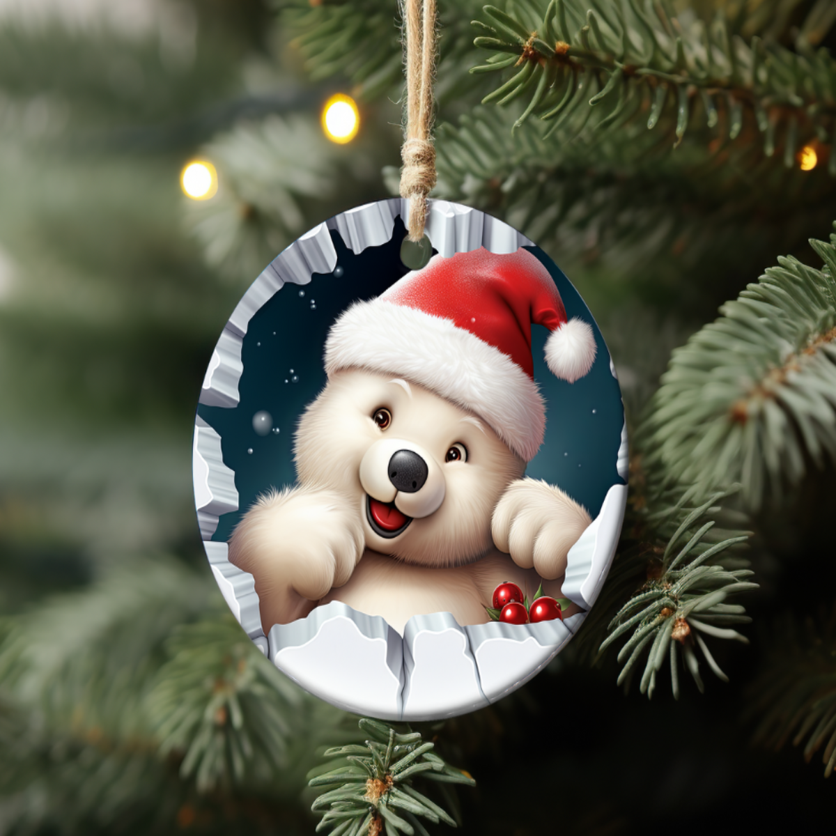 Polar Bear with Berries Ornament š»āāļøš
