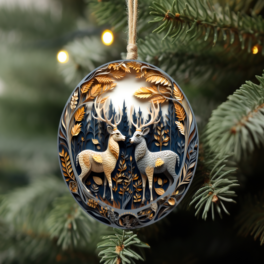 3D Golden Deer Ornament - Ceramic 🦌✨