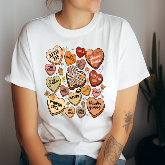 Candy Hearts Fall T-Shirt 🍂💖