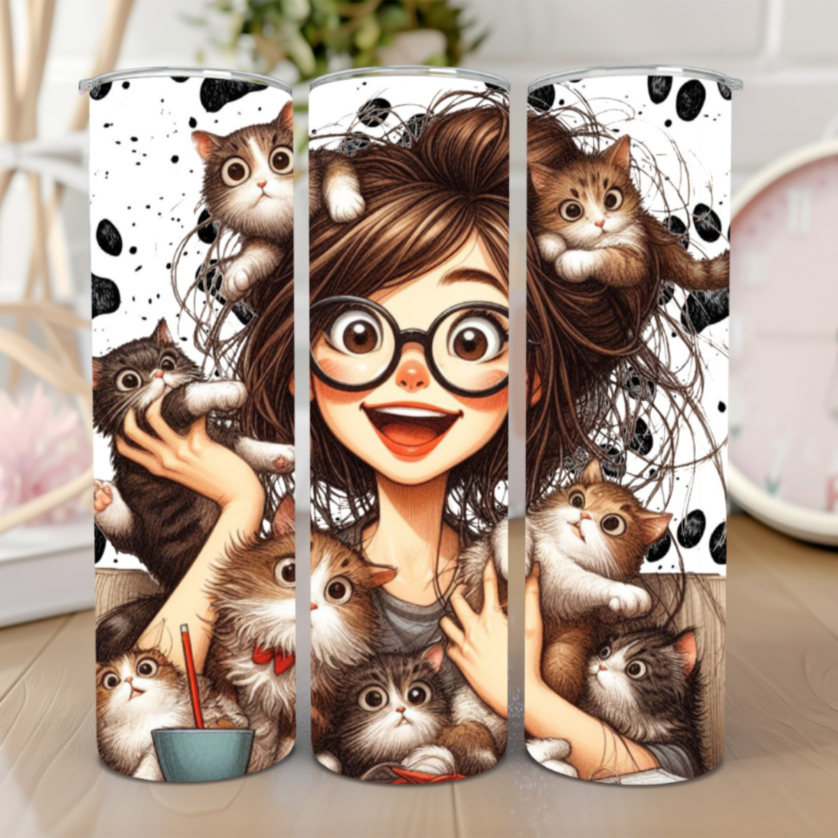 🐱 Crazy Cat Lady with Dark Hair 20 oz Tumbler 🐱