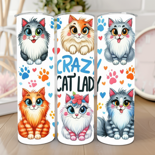 🐾 Crazy Cat Lady with Paws 20 Oz Tumbler 🐾