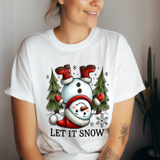 Let It Snow Upside Down Snowman T-Shirt ⛄❄️