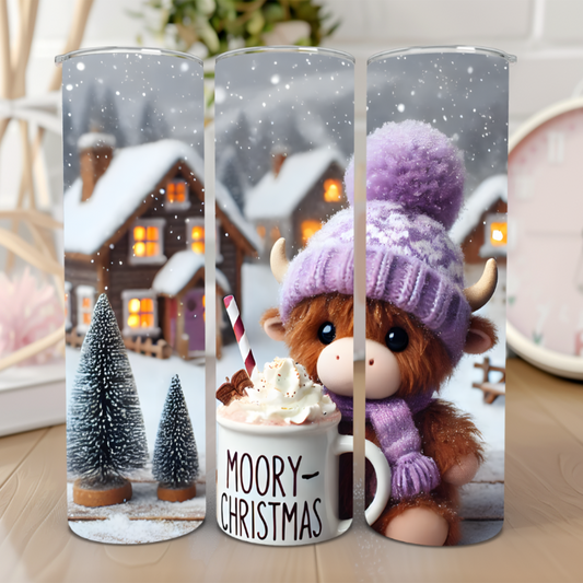 Moory Christmas Cow with White Hooves Tumbler - 20 Oz 🐄🎄