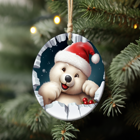 Polar Bear with Berries Ornament 🐻‍❄️🍇