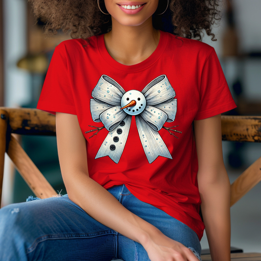 Snowman Bow- Tshirt