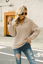 Load image into Gallery viewer, Horizontal Ribbing Johnny Collar Sweater
