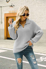 Load image into Gallery viewer, Horizontal Ribbing Johnny Collar Sweater
