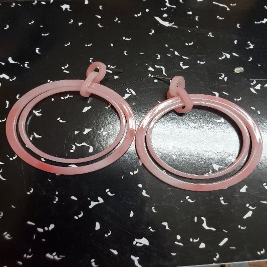 Acrylic Double Hoop Dangle Earring- Pink