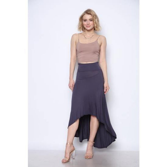 HI-LO KNIT MAXI SKIRT-NAVY - Havens Southern Belle Boutique